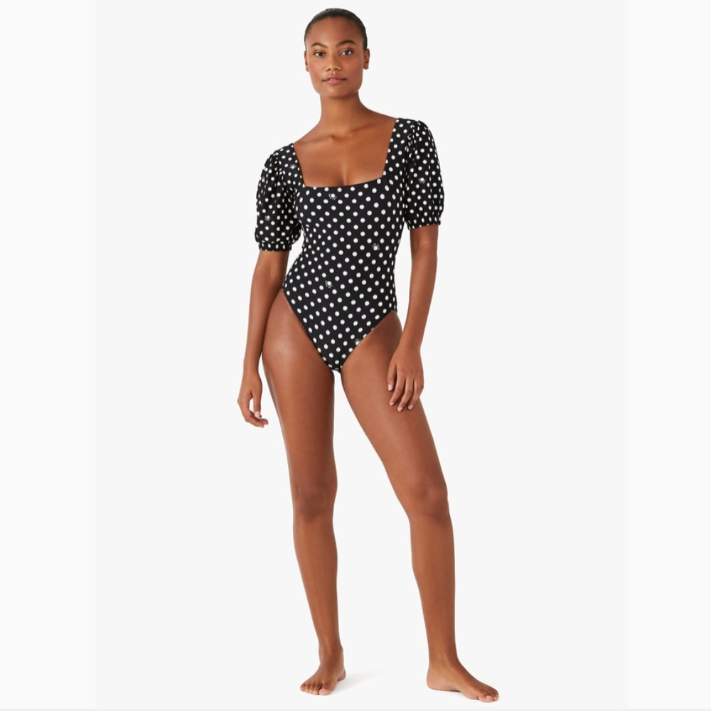 🌞NWOT Kate Spade Lia Dot Puff-sleeve One-piece XS